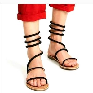 Free People Black Havana  Gladiator Sandles 39/8
